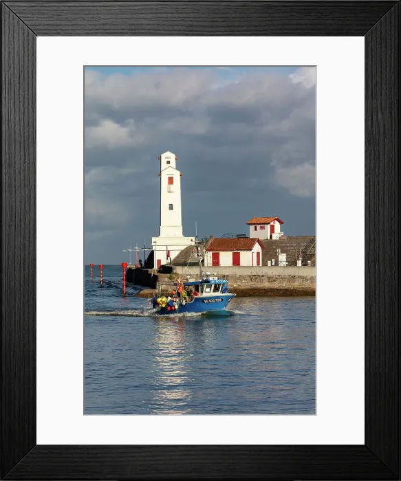 Framed Print : A fishing boat passes the lighthouse at Saint-Jean-de-Luz, Pyrenees-Atlantiques, Nouvelle Aquitaine, France Framed Print : A fishing boat passes the lighthouse at Saint-Jean-de-Luz, Pyrenees-Atlantiques, Nouvelle Aquitaine, France
