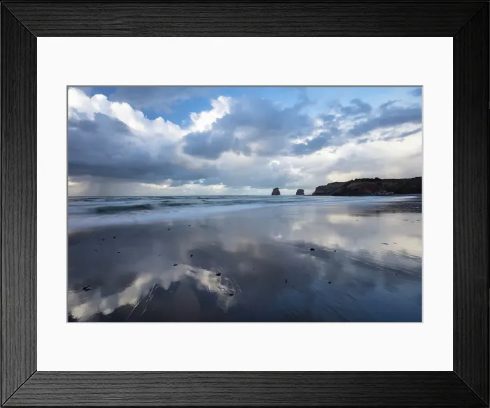 Framed Print : Les deux Jumeaux reflected in the shallow water, , Hendaye beach, Hendaye, Pyrenees-Atlantiques, Nouvelle Aquitaine, France Framed Print : Les deux Jumeaux reflected in the shallow water, , Hendaye beach, Hendaye, Pyrenees-Atlantiques, Nouvelle Aquitaine, France