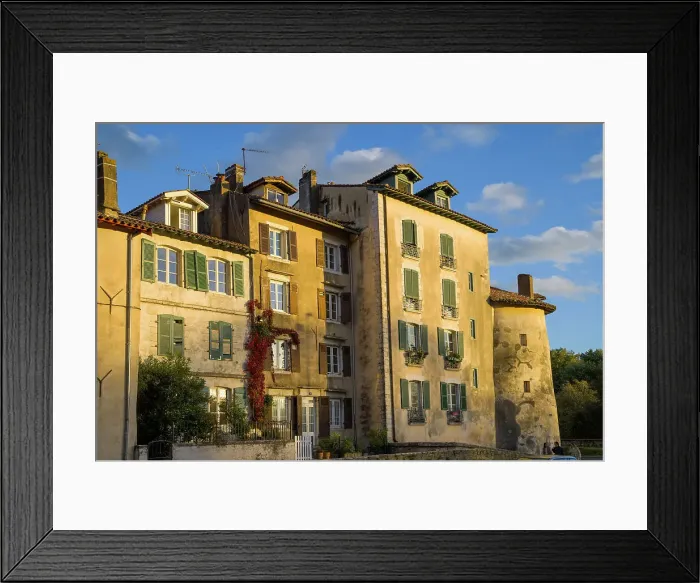 Framed Print : Basque houses, Bayonne, Pyrenees-Atlantiques, Nouvelle Aquitaine, France Framed Print : Basque houses, Bayonne, Pyrenees-Atlantiques, Nouvelle Aquitaine, France