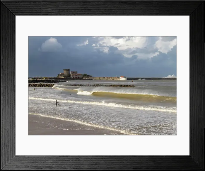 Framed Print : Surfing in the harbour near Socoa fort, Saint-Jean-de-Luz, Pyrenees-Atlantiques, Nouvelle Aquitaine, France Framed Print : Surfing in the harbour near Socoa fort, Saint-Jean-de-Luz, Pyrenees-Atlantiques, Nouvelle Aquitaine, France