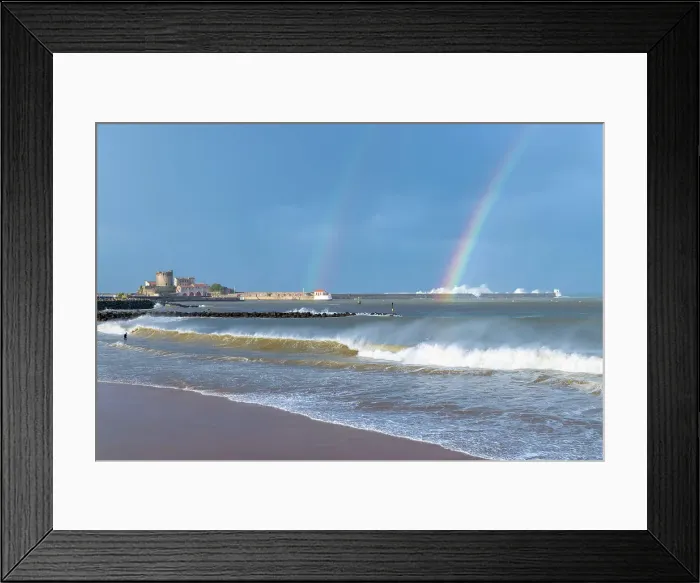 Framed Print : A double rainbow above Socoa fort during a storm, Saint-Jean-de-Luz, Pyrenees-Atlantiques, Nouvelle Aquitaine, France Framed Print : A double rainbow above Socoa fort during a storm, Saint-Jean-de-Luz, Pyrenees-Atlantiques, Nouvelle Aquitaine, France