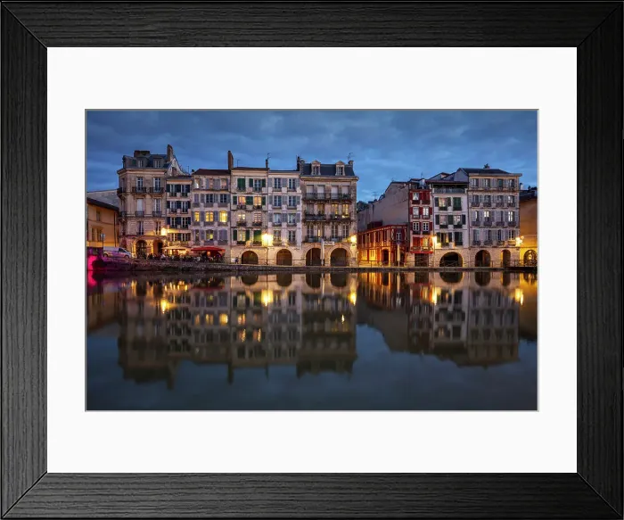 Framed Print : Basque houses reflected in the Nive, Bayonne, Pyrenees-Atlantiques, Nouvelle Aquitaine, France Framed Print : Basque houses reflected in the Nive, Bayonne, Pyrenees-Atlantiques, Nouvelle Aquitaine, France