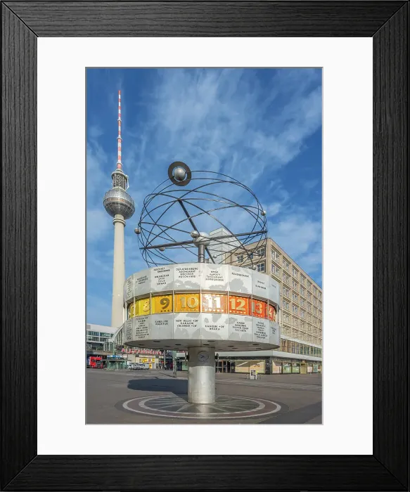 Framed Print : World time clock with TV tower, Alexanderplatz, Berlin, Germany Framed Print : World time clock with TV tower, Alexanderplatz, Berlin, Germany
