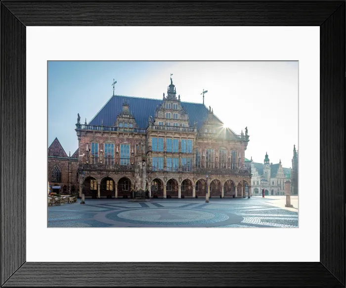 Framed Print : Town hall on the market square at sunrise, Bremen, Germany Framed Print : Town hall on the market square at sunrise, Bremen, Germany