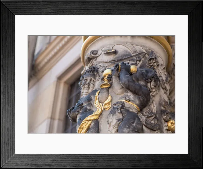Framed Print : Figure at the historic Schuetting House on the market square, Bremen, Germany Framed Print : Figure at the historic Schuetting House on the market square, Bremen, Germany
