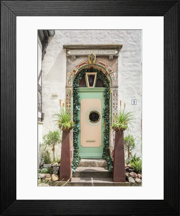 Framed Print : Original entrance door in the historic Schnoor district, Bremen, Germany Framed Print : Original entrance door in the historic Schnoor district, Bremen, Germany