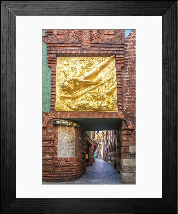 Framed Print : Barrel decoration The Light Bringer at the northern entrance to Boettcherstrasse, Bremen, Germany Framed Print : Barrel decoration The Light Bringer at the northern entrance to Boettcherstrasse, Bremen, Germany