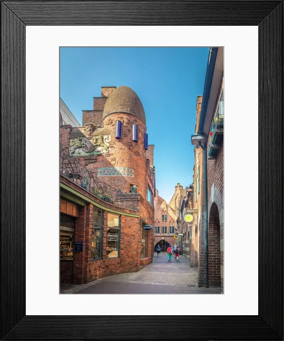 Framed Print : Craftsman`s yard on Boettcherstrasse, Bremen, Germany Framed Print : Craftsman`s yard on Boettcherstrasse, Bremen, Germany