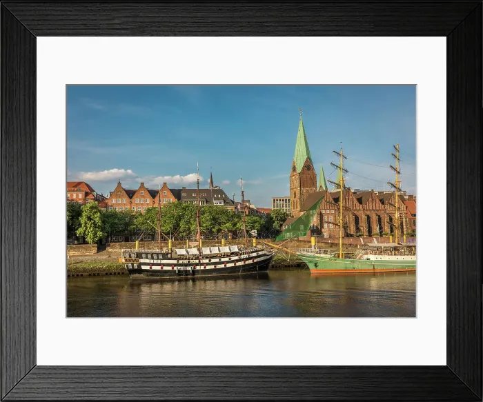 Framed Print : Historic sailing ships Admiral Nelson and Alexander von Humboldt at the Martini pier with St. Martini Church, Bremen, Germany Framed Print : Historic sailing ships Admiral Nelson and Alexander von Humboldt at the Martini pier with St. Martini Church, Bremen, Germany