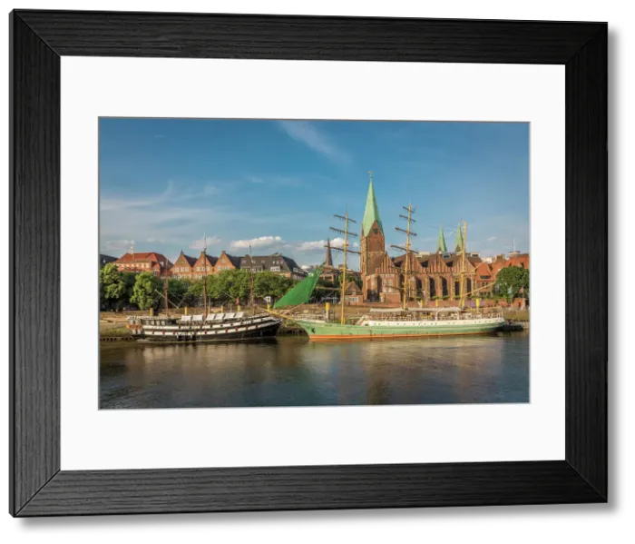 Framed Print : Historic sailing ships Admiral Nelson and Alexander von Humboldt at the Martini pier with St. Martini Church, Bremen, Germany Framed Print : Historic sailing ships Admiral Nelson and Alexander von Humboldt at the Martini pier with St. Martini Church, Bremen, Germany