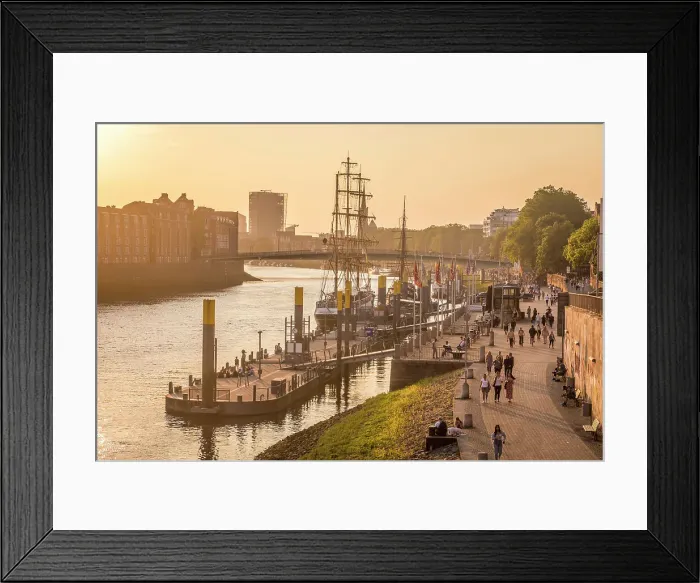 Framed Print : Martini pier on a summer evening, Bremen, Germany Framed Print : Martini pier on a summer evening, Bremen, Germany