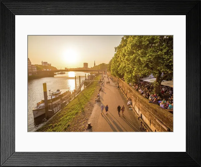 Framed Print : Martini pier on a summer evening, Bremen, Germany Framed Print : Martini pier on a summer evening, Bremen, Germany