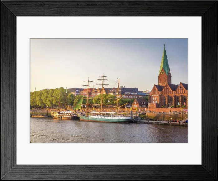 Framed Print : Historic sailing ships Admiral Nelson and Alexander von Humboldt at the Martini pier with St. Martini Church, Bremen, Germany Framed Print : Historic sailing ships Admiral Nelson and Alexander von Humboldt at the Martini pier with St. Martini Church, Bremen, Germany