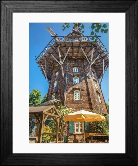 Framed Print : Cafe in front of the mill Am Wall, Bremen, Germany Framed Print : Cafe in front of the mill Am Wall, Bremen, Germany