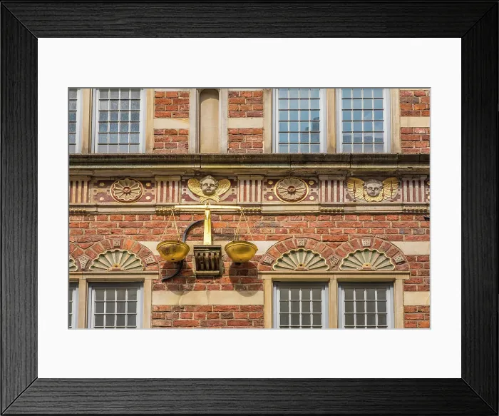 Framed Print : Facade decoration on the historic Stadtwaage house, Bremen, Germany Framed Print : Facade decoration on the historic Stadtwaage house, Bremen, Germany