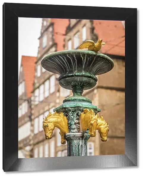 Jeweler`s fountain on Obernstrasse, near the market square, Bremen, Germany