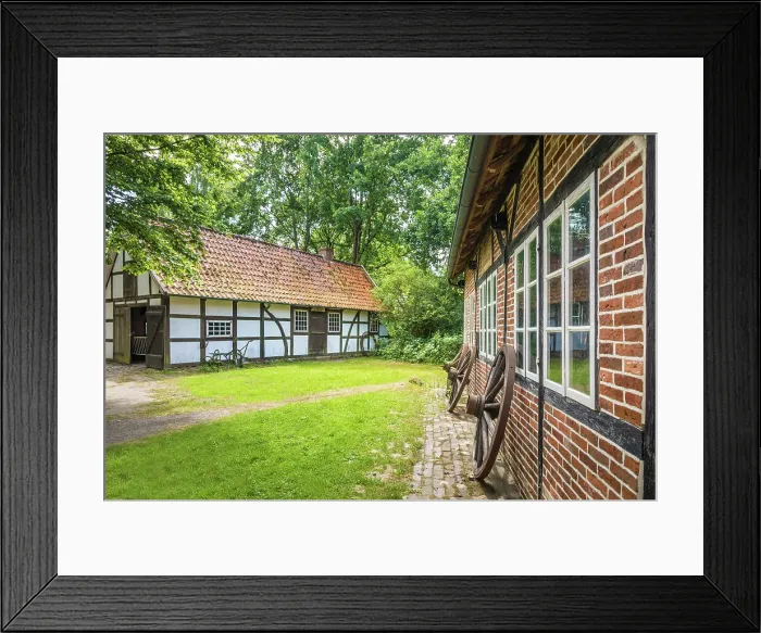 Framed Print : Cloppenburg Museum Village: Ahrens mutt factory and wheelwright shop from Westerstede (Ammerland district, built 1885 to 1907), Emsland, Lower Saxony, Germany Framed Print : Cloppenburg Museum Village: Ahrens mutt factory and wheelwright shop from Westerstede (Ammerland district, built 1885 to 1907), Emsland, Lower Saxony, Germany