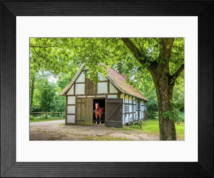 Framed Print : Cloppenburg Museum Village: Workshop building from the Thole farm in Dalvers (Osnabrueck district, built in 1815), Emsland, Lower Saxony, Germany Framed Print : Cloppenburg Museum Village: Workshop building from the Thole farm in Dalvers (Osnabrueck district, built in 1815), Emsland, Lower Saxony, Germany