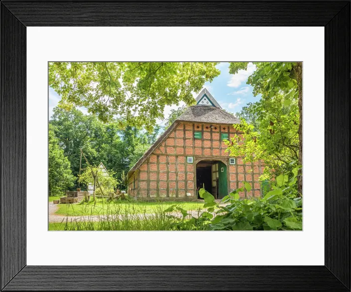 Framed Print : Cloppenburg Museum Village: Hof Hoffmann from Goldenstedt (Vechta district, built 1835-1840), Emsland, Lower Saxony, Germany Framed Print : Cloppenburg Museum Village: Hof Hoffmann from Goldenstedt (Vechta district, built 1835-1840), Emsland, Lower Saxony, Germany