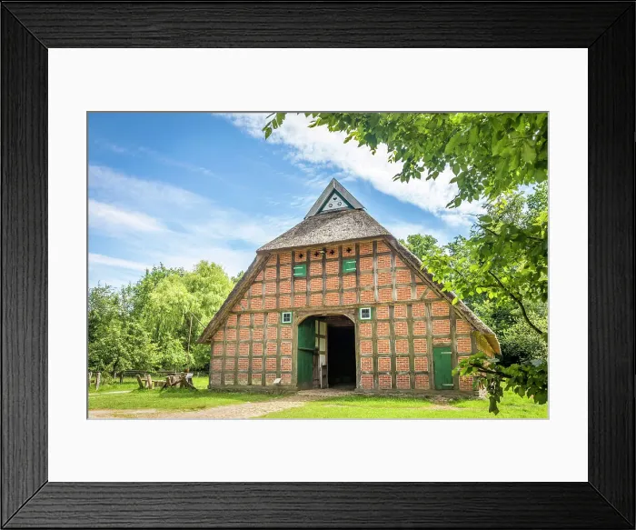 Framed Print : Cloppenburg Museum Village: Hof Hoffmann from Goldenstedt (Vechta district, built 1835-1840), Emsland, Lower Saxony, Germany Framed Print : Cloppenburg Museum Village: Hof Hoffmann from Goldenstedt (Vechta district, built 1835-1840), Emsland, Lower Saxony, Germany