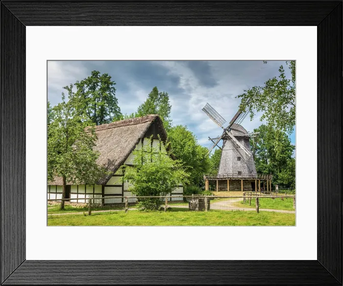 Framed Print : Cloppenburg Museum Village: Cap windmill from Bokel near Cappeln (Cloppenburg district), built in 1764, Emsland, Lower Saxony, Germany Framed Print : Cloppenburg Museum Village: Cap windmill from Bokel near Cappeln (Cloppenburg district), built in 1764, Emsland, Lower Saxony, Germany