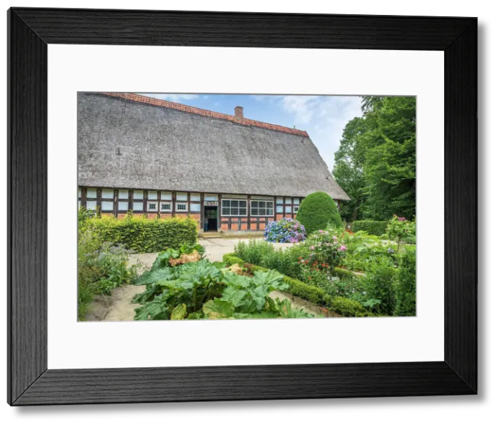 Framed Print : Cloppenburg Museum Village: Main house of the Wehlburg farm complex from Wehdel (Osnabrueck district, built in 1750), Emsland, Lower Saxony, Germany Framed Print : Cloppenburg Museum Village: Main house of the Wehlburg farm complex from Wehdel (Osnabrueck district, built in 1750), Emsland, Lower Saxony, Germany