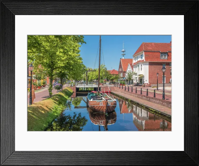 Framed Print : Historical cargo glider Thekla von Papenburg on the main canal in the old town of Papenburg, Emsland, Lower Saxony, Germany Framed Print : Historical cargo glider Thekla von Papenburg on the main canal in the old town of Papenburg, Emsland, Lower Saxony, Germany