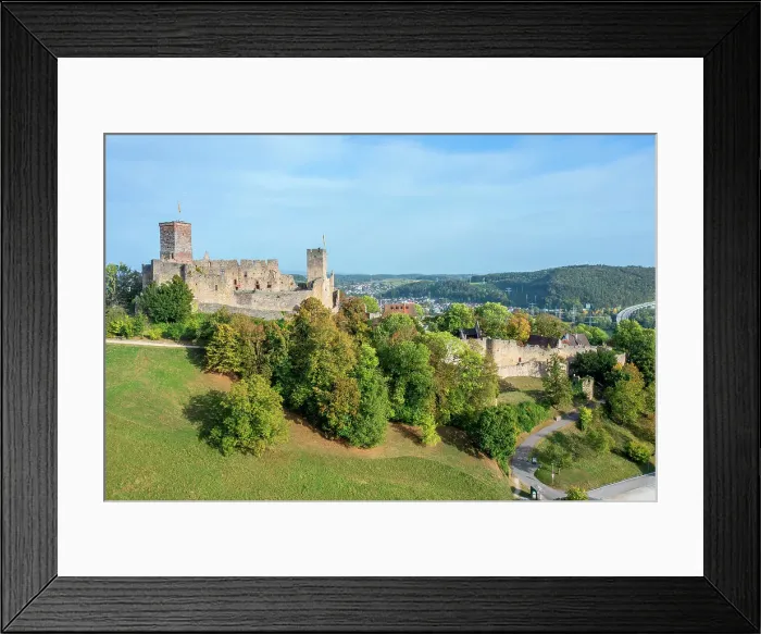 Framed Print : Aerial view at the Castle ruin Rotteln near Lorrach in the evening, Southern Black Forest, Baden-Wurttemberg, Germany Framed Print : Aerial view at the Castle ruin Rotteln near Lorrach in the evening, Southern Black Forest, Baden-Wurttemberg, Germany