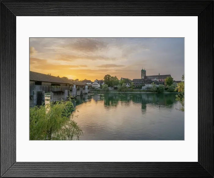 Framed Print : Bad Sackingen, the 400 year old wooden Rhine River bridge, Southern Black Forest, Baden-Wurttemberg, Germany Framed Print : Bad Sackingen, the 400 year old wooden Rhine River bridge, Southern Black Forest, Baden-Wurttemberg, Germany
