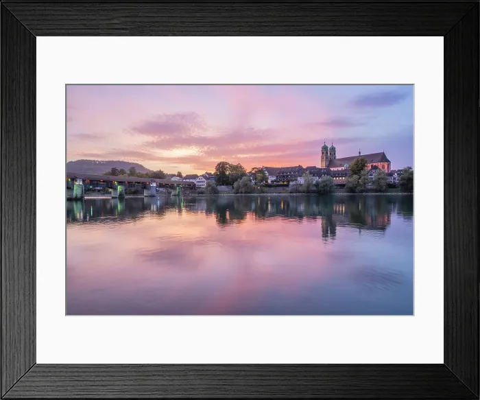 Framed Print : Bad Sackingen, the 400 year old wooden Rhine River bridge, Southern Black Forest, Baden-Wurttemberg, Germany Framed Print : Bad Sackingen, the 400 year old wooden Rhine River bridge, Southern Black Forest, Baden-Wurttemberg, Germany