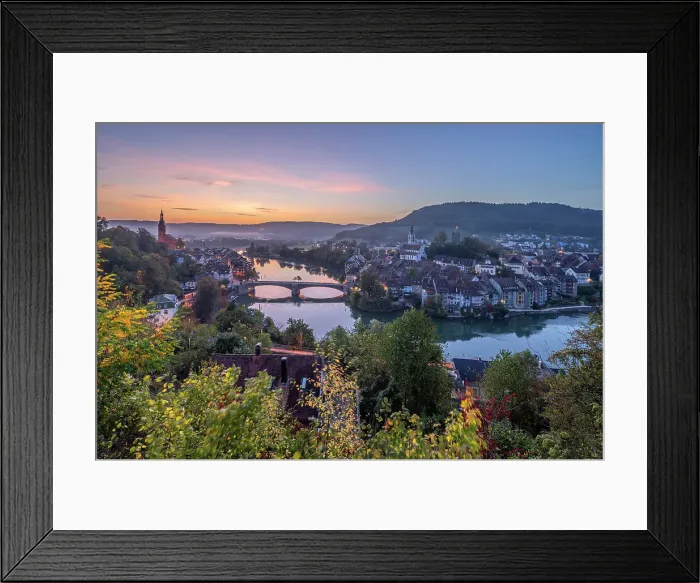 Framed Print : Sunrise above Laufenburg with river Rhine, Southern Black Forest, Baden-Wurttemberg, Germany Framed Print : Sunrise above Laufenburg with river Rhine, Southern Black Forest, Baden-Wurttemberg, Germany