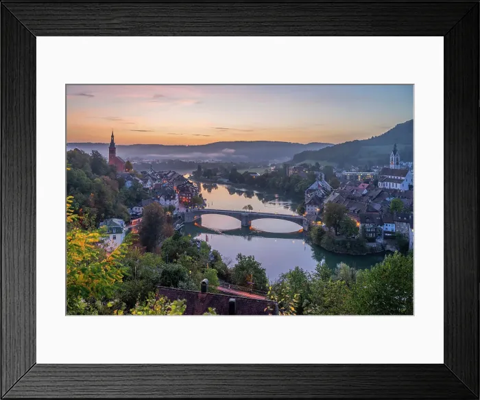 Framed Print : Sunrise above Laufenburg with river Rhine, Southern Black Forest, Baden-Wurttemberg, Germany Framed Print : Sunrise above Laufenburg with river Rhine, Southern Black Forest, Baden-Wurttemberg, Germany