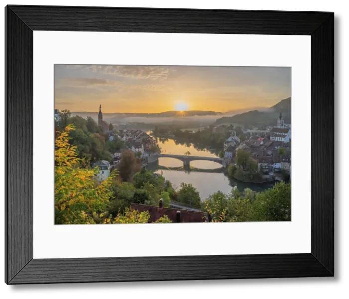 Framed Print : Sunrise above Laufenburg with river Rhine, Southern Black Forest, Baden-Wurttemberg, Germany Framed Print : Sunrise above Laufenburg with river Rhine, Southern Black Forest, Baden-Wurttemberg, Germany