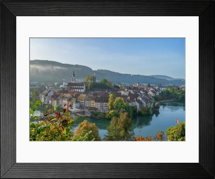 Framed Print : Laufenburg at Sunrise with river Rhine, Aargau, Switzerland Framed Print : Laufenburg at Sunrise with river Rhine, Aargau, Switzerland