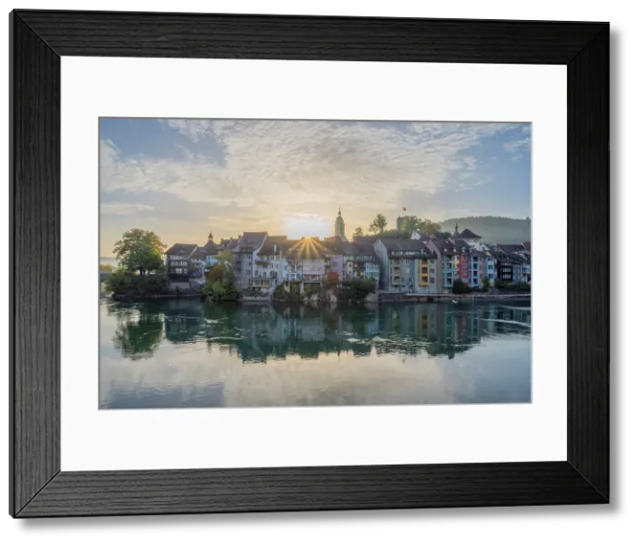 Framed Print : Laufenburg at Sunrise with river Rhine, Aargau, Switzerland Framed Print : Laufenburg at Sunrise with river Rhine, Aargau, Switzerland