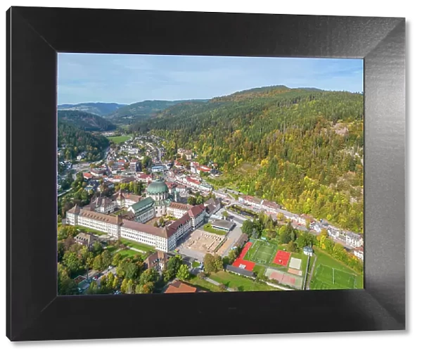 Aerial view at St. Blasien, Southern Black Forest, Baden-Wurttemberg, Germany