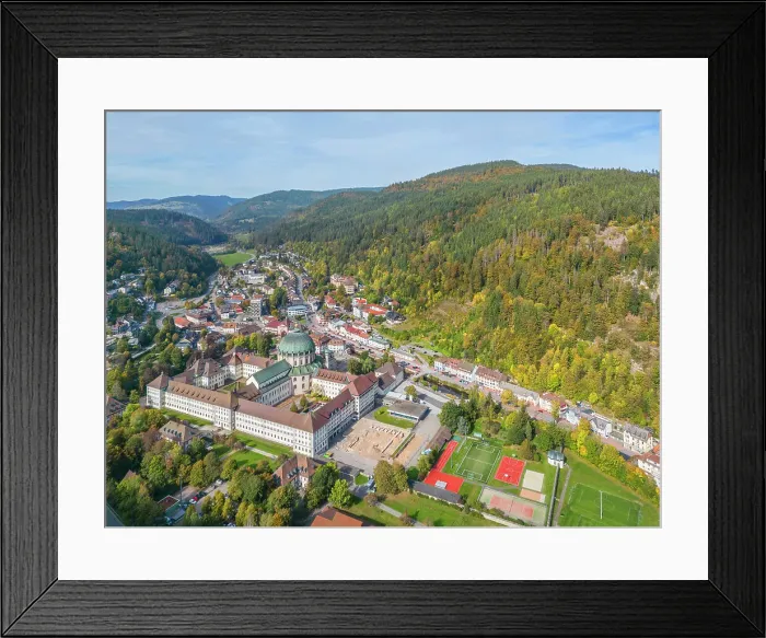 Framed Print : Aerial view at St. Blasien, Southern Black Forest, Baden-Wurttemberg, Germany Framed Print : Aerial view at St. Blasien, Southern Black Forest, Baden-Wurttemberg, Germany