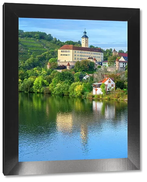Castle Horneck, Castle of the Teutonic Order with river Neckar, Gundelsheim, Neckar valley, Odenwald, Baden-Wurttemberg, Germany