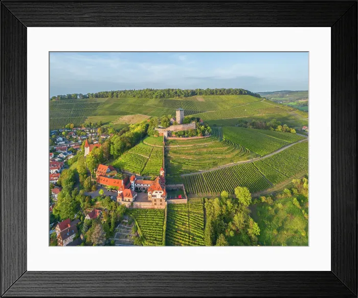 Framed Print : Aerial view at Hohenbeilstein castle, Beilstein, Neckar valley, Baden-Wurttemberg, Germany Framed Print : Aerial view at Hohenbeilstein castle, Beilstein, Neckar valley, Baden-Wurttemberg, Germany