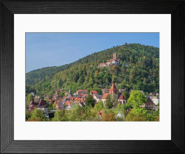 Framed Print : Bad Liebenzell with Liebenzell castle and St. Blasius, Northern Black Forest, Baden-Wurttemberg, Germany Framed Print : Bad Liebenzell with Liebenzell castle and St. Blasius, Northern Black Forest, Baden-Wurttemberg, Germany