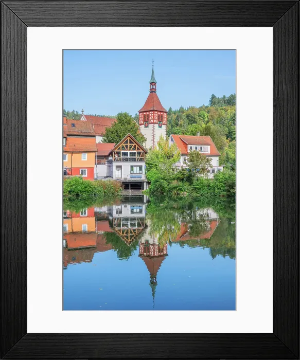 Framed Print : City lake with St. Blasius, Liebenzell, Northern Black Forest, Baden-Wurttemberg, Germany Framed Print : City lake with St. Blasius, Liebenzell, Northern Black Forest, Baden-Wurttemberg, Germany
