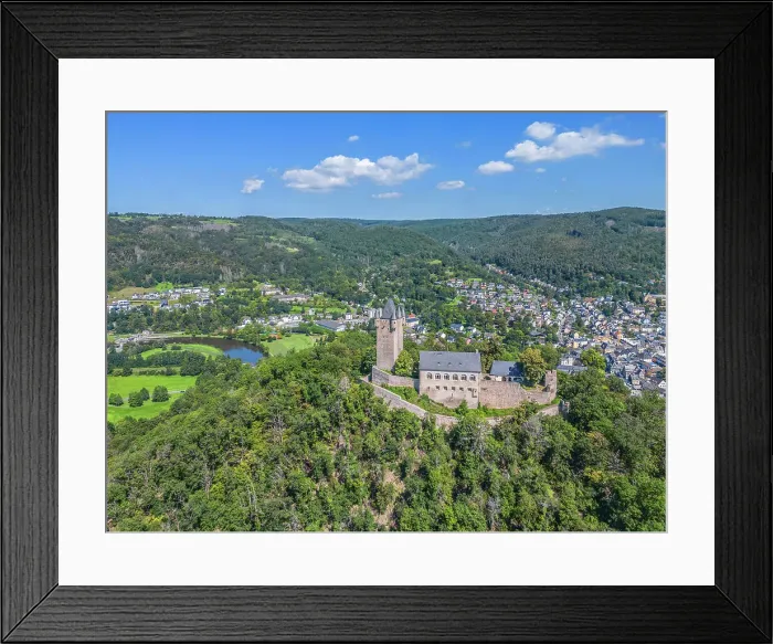 Framed Print : Aerial view at Nassau castle, Nassau an der Lahn, Lahn valley, Westerwald, Taunus, Rhineland-Palainate, Germany Framed Print : Aerial view at Nassau castle, Nassau an der Lahn, Lahn valley, Westerwald, Taunus, Rhineland-Palainate, Germany