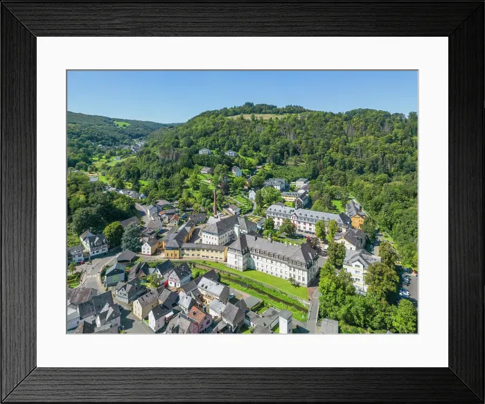 Framed Print : Aerial view at Scheuern foundation, Nassau an der Lahn, Lahn valley, Westerwald, Taunus, Rhineland-Palainate, Germany Framed Print : Aerial view at Scheuern foundation, Nassau an der Lahn, Lahn valley, Westerwald, Taunus, Rhineland-Palainate, Germany