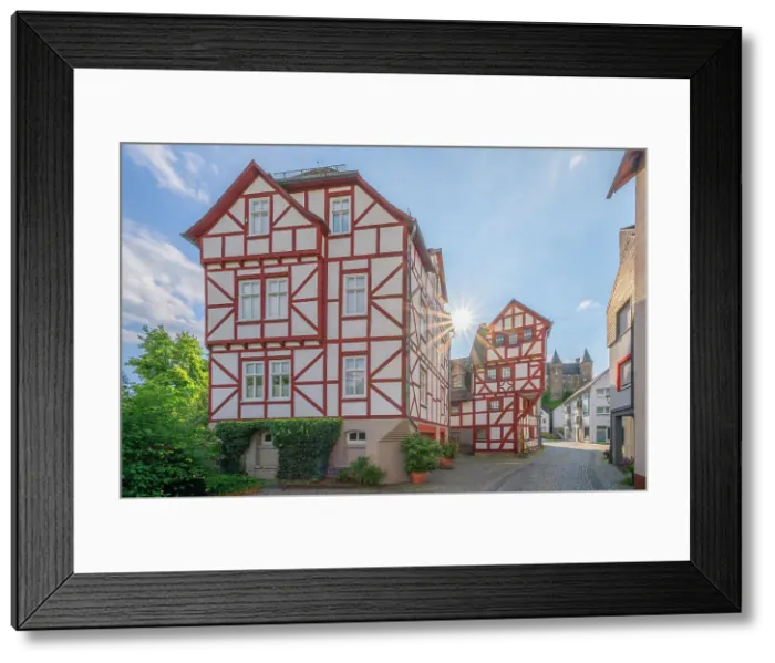 Framed Print : Historical old town of Herborn with Herborn castle, Lahn, Westerwald, Hesse, Germany