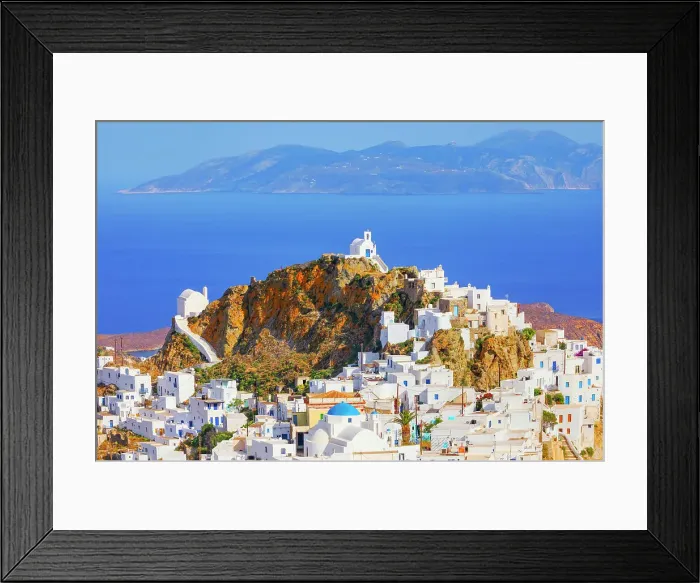 Framed Print : View of Chora village and Sifnos island in the distance, Chora, Serifos Island, Cyclades Islands, Greece Framed Print : View of Chora village and Sifnos island in the distance, Chora, Serifos Island, Cyclades Islands, Greece