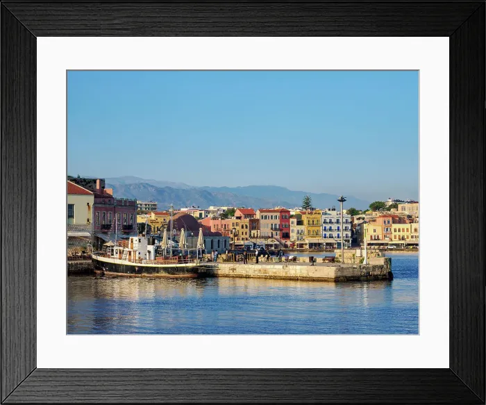 Framed Print : Venetian Harbour at sunrise, City of Chania, Crete, Greece