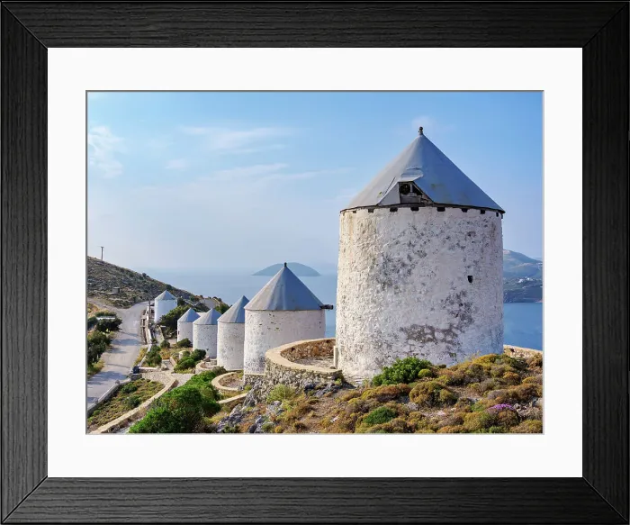Framed Print : Windmills of Pandeli, Leros Island, Dodecanese, Greece Framed Print : Windmills of Pandeli, Leros Island, Dodecanese, Greece