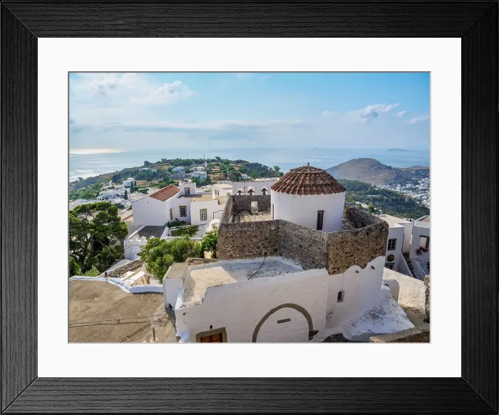 Framed Print : Whitewashed Church of Patmos Chora, elevated view, Patmos Island, Dodecanese, Greece Framed Print : Whitewashed Church of Patmos Chora, elevated view, Patmos Island, Dodecanese, Greece