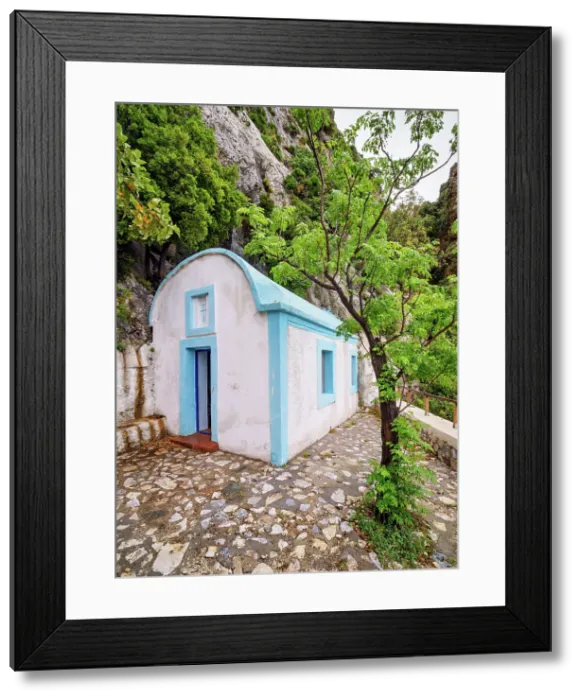 Framed Print : Chapel of Saint John the Theologian near The Cave of Pythagoras, Mount Kerkis, Samos Island, North Aegean, Greece Framed Print : Chapel of Saint John the Theologian near The Cave of Pythagoras, Mount Kerkis, Samos Island, North Aegean, Greece