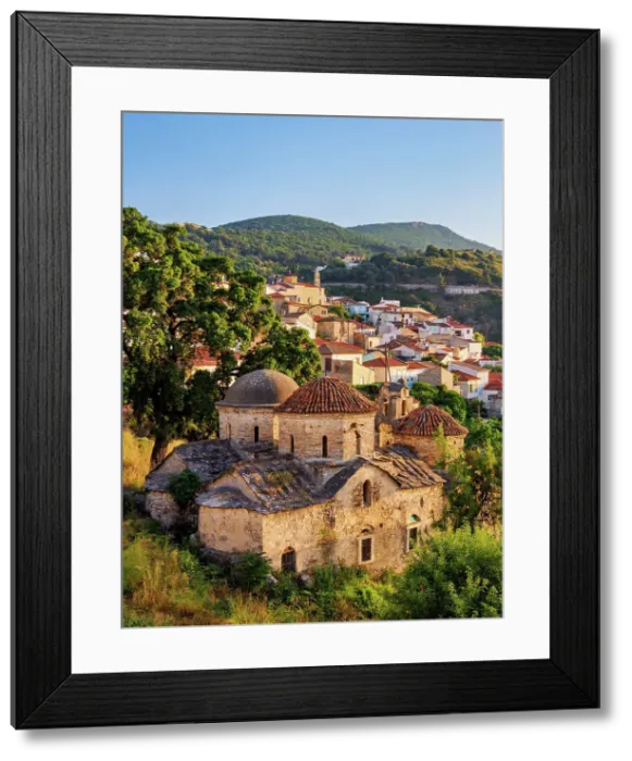 Framed Print : Post-Byzantine Church of Ai Giannaki or St. John at sunset, elevated view, Ano Vathy, Samos Town, Samos Island, North Aegean, Greece Framed Print : Post-Byzantine Church of Ai Giannaki or St. John at sunset, elevated view, Ano Vathy, Samos Town, Samos Island, North Aegean, Greece